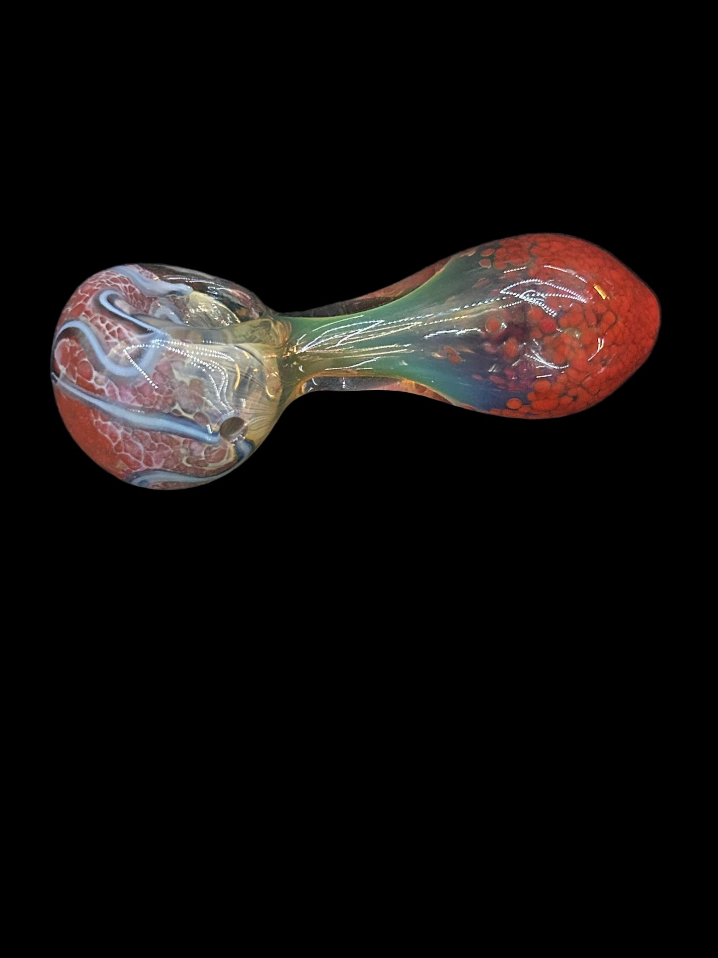 Striped Frit Color-Changing Glass Spoon Pipe