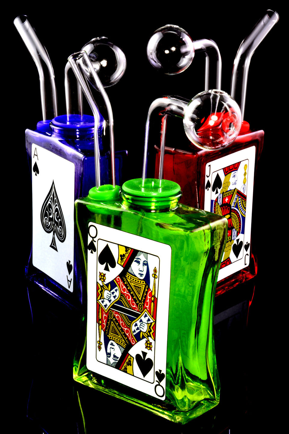 4.5'' Clolored Glass Poker Card Oil Burner Rig