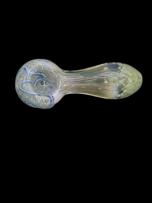 Striped Frit Color-Changing Glass Spoon Pipe