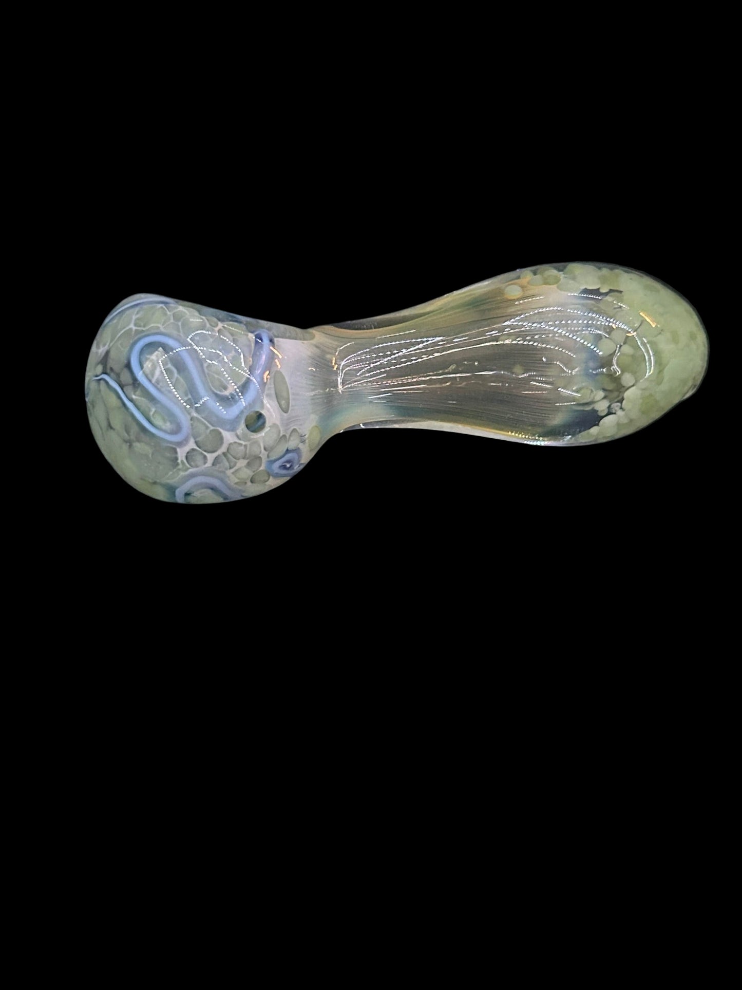 Striped Frit Color-Changing Glass Spoon Pipe