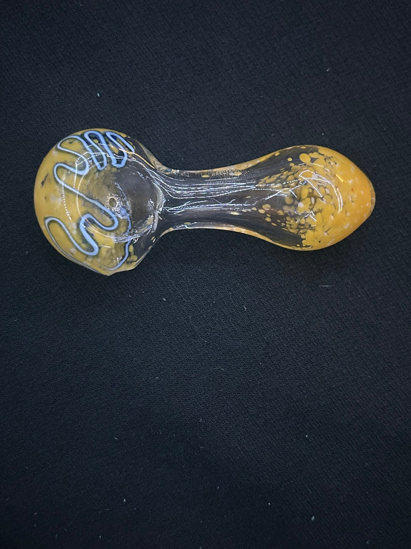 Striped Frit Color-Changing Glass Spoon Pipe
