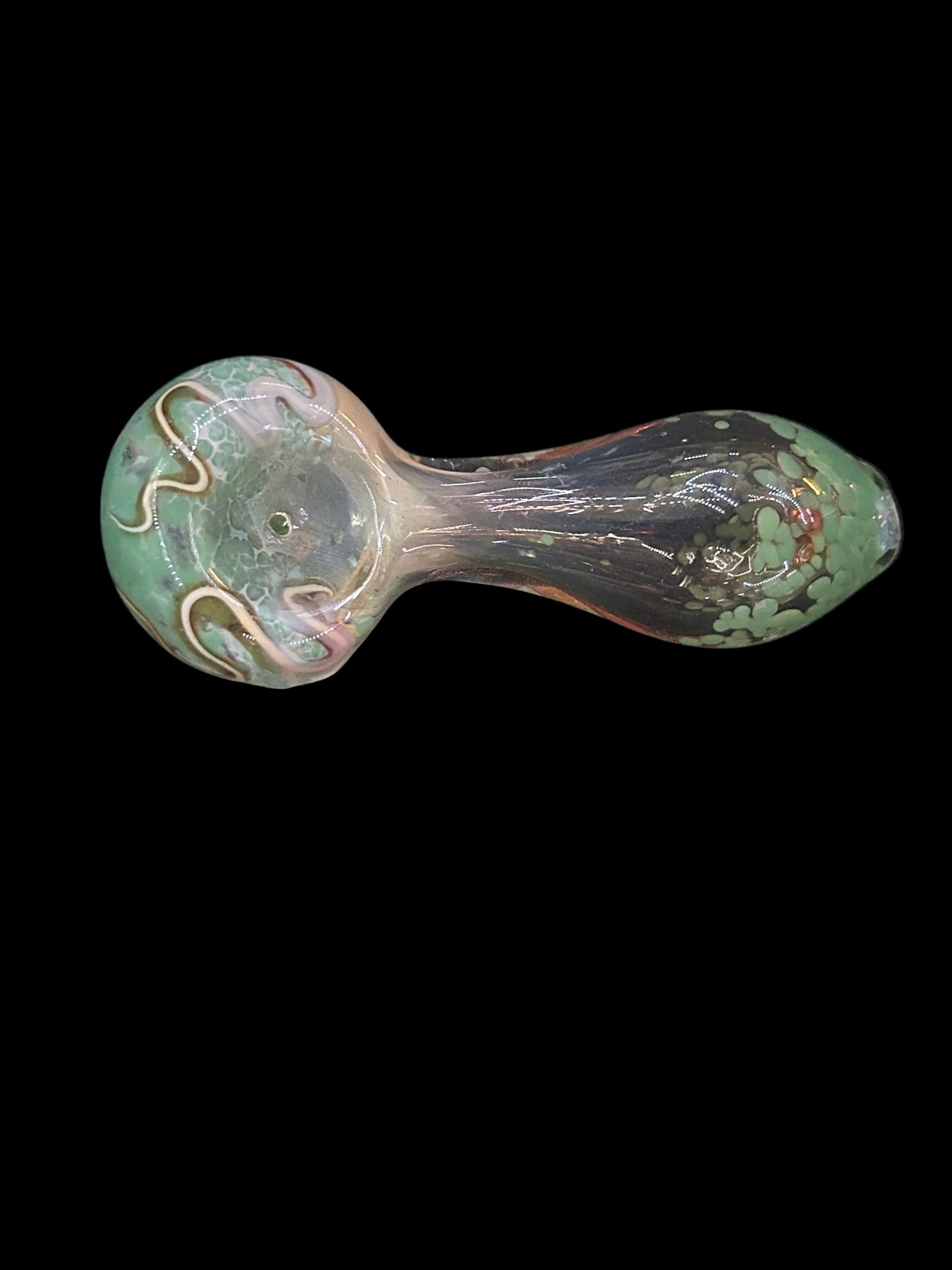 Striped Frit Color-Changing Glass Spoon Pipe