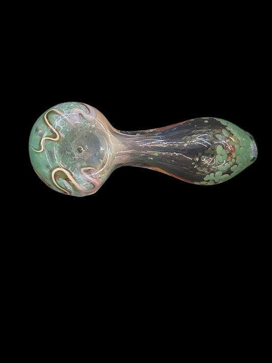 Striped Frit Color-Changing Glass Spoon Pipe