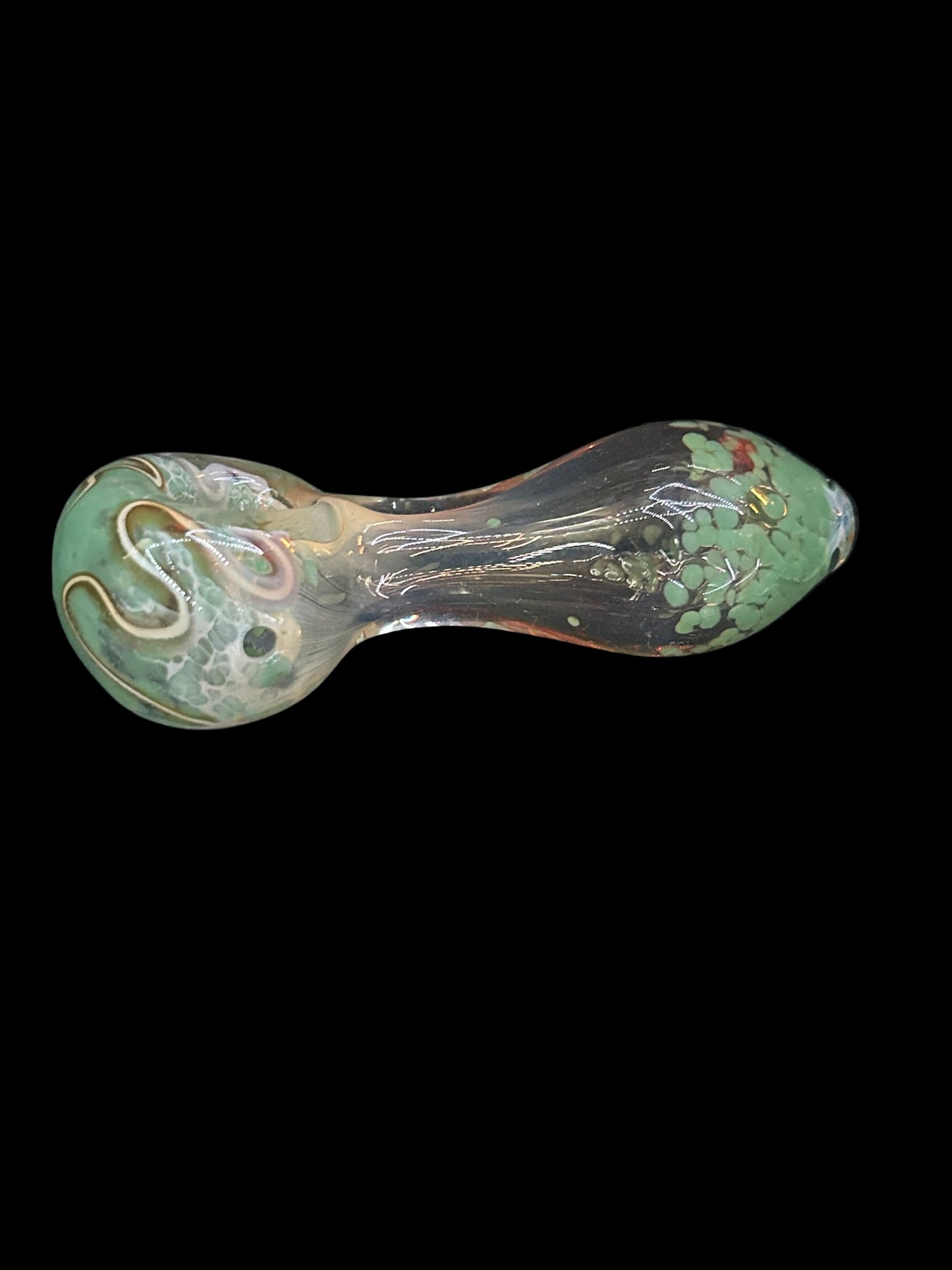 Striped Frit Color-Changing Glass Spoon Pipe