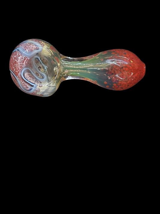 Striped Frit Color-Changing Glass Spoon Pipe