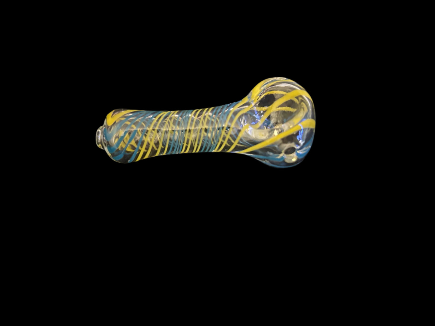 Small Striped Glass Pipe-Yellow/Blue
