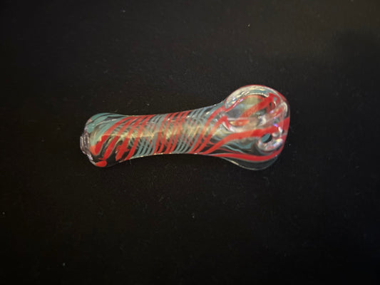 Small Striped Glass Pipe-Red
