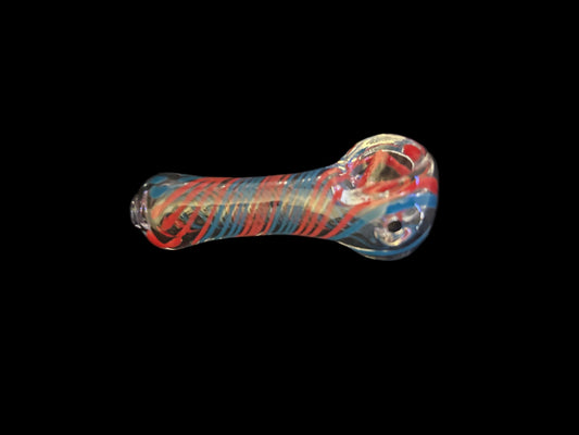 Small Striped Glass Pipe - Red/Blue