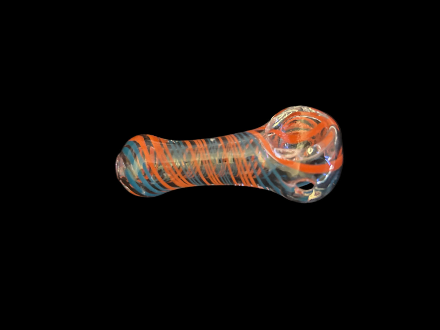 Small Striped Glass Pipe - Orange/Blue