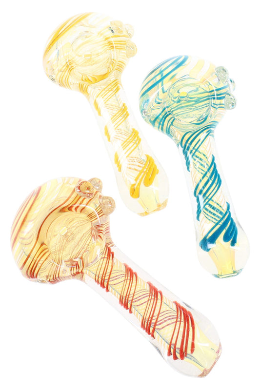 4.5" Color Changing Multicolor Spiral Striped Glass Pipe